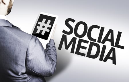 Business man with the text Social Media in a concept image